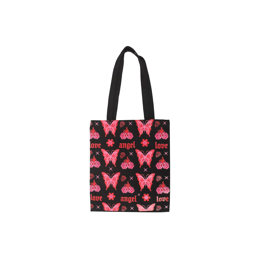 Flaming Butterfly Print Polycotton Tote Bag N/A