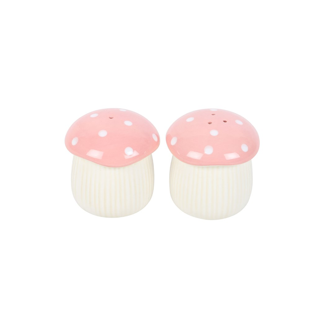 Pink mushroom shaped ceramic kitchen shakers