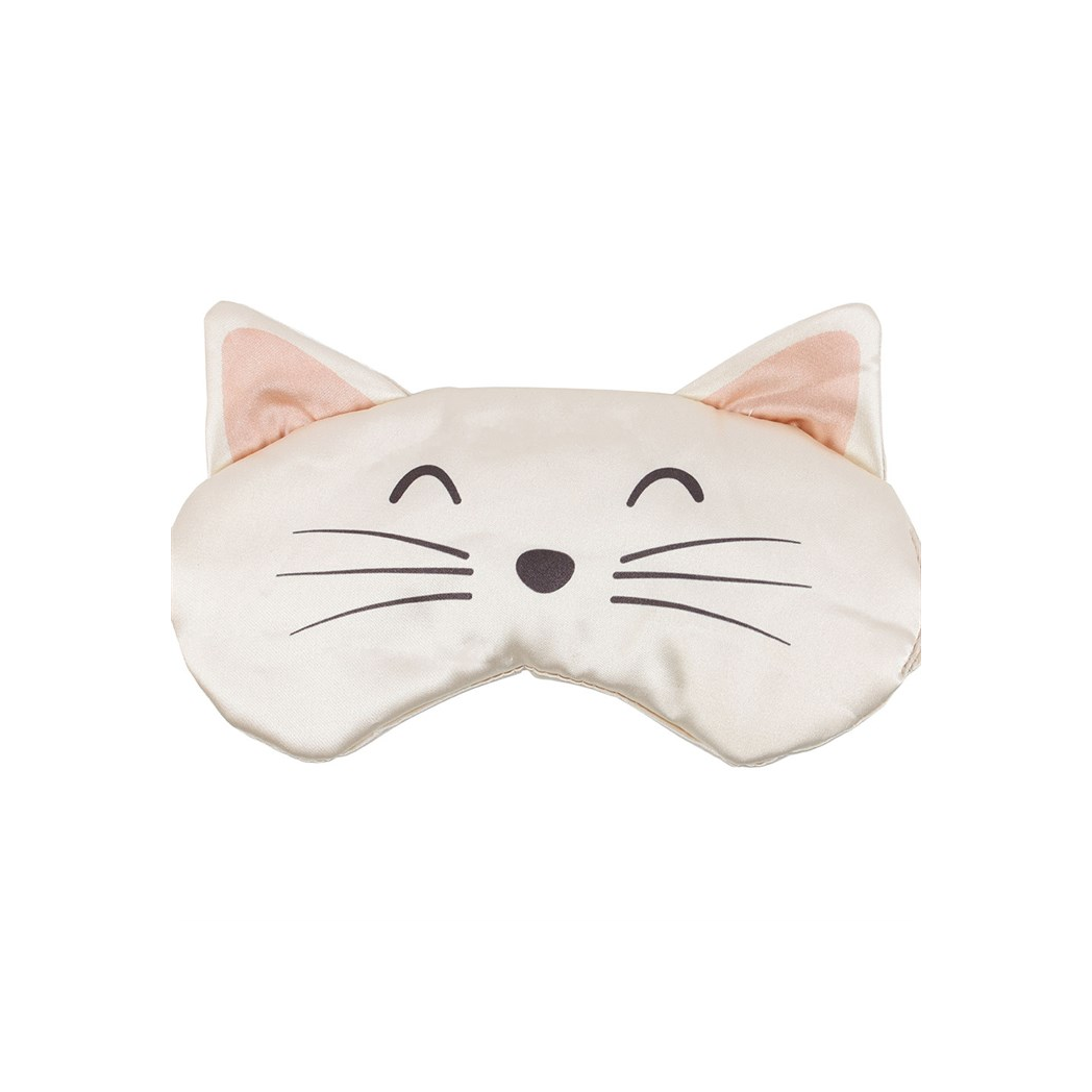 White Cat Face Satin Eye Mask N/A