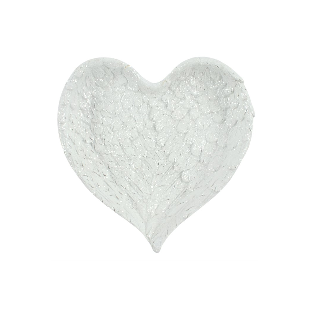 Glitter Heart Shaped Angel Wing Trinket Dish N/A
