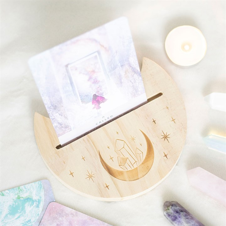 Natural Crystal Crescent Moon Tarot Card Stand N/A