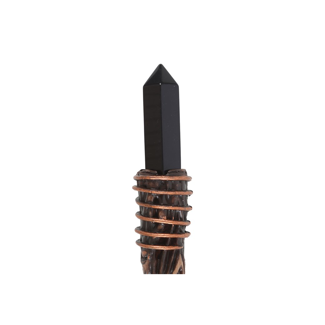 Thin Protection Black Obsidian Crystal Wand N/A