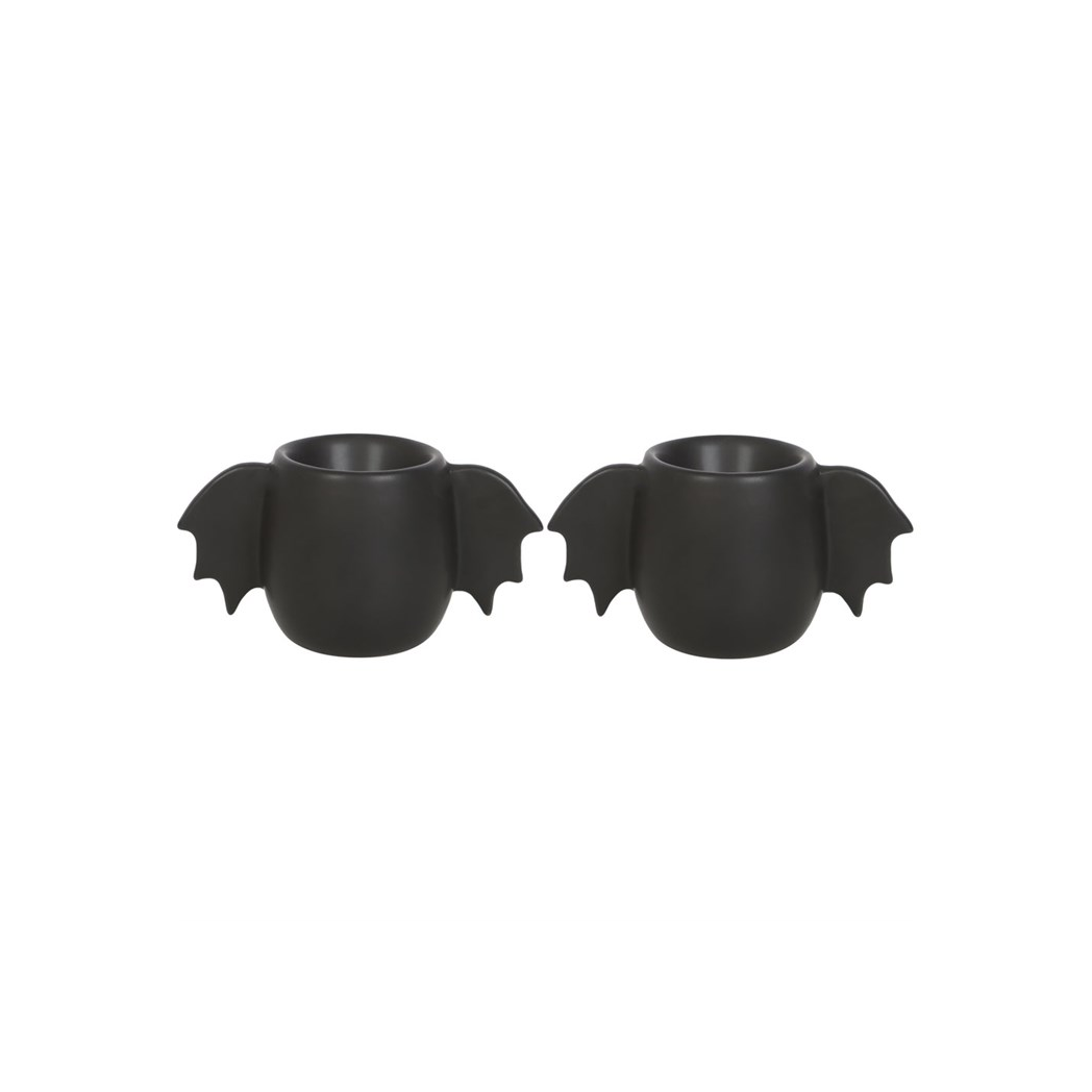 Black bat wing egg cup set for spooky breakfasts