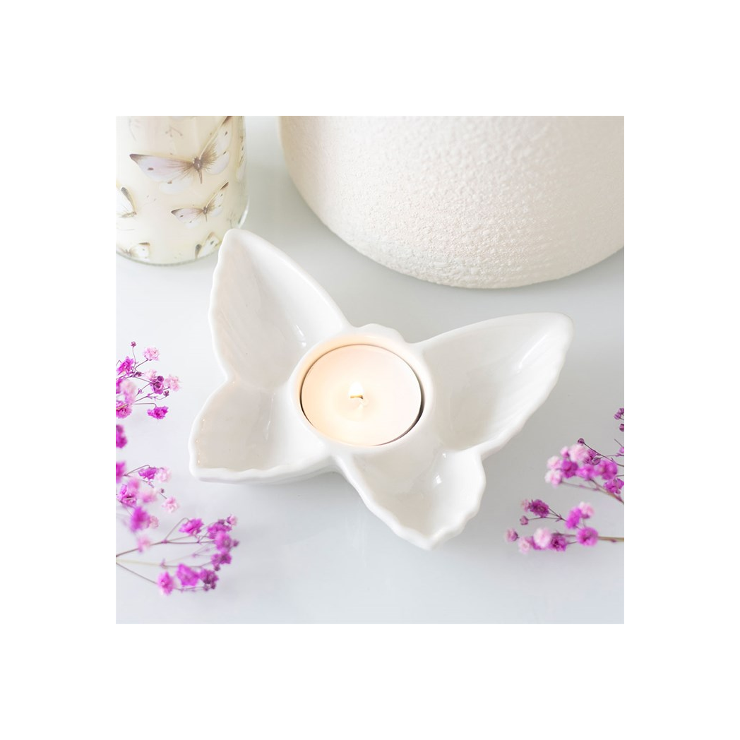 White Butterfly Tealight Candle Holder N/A