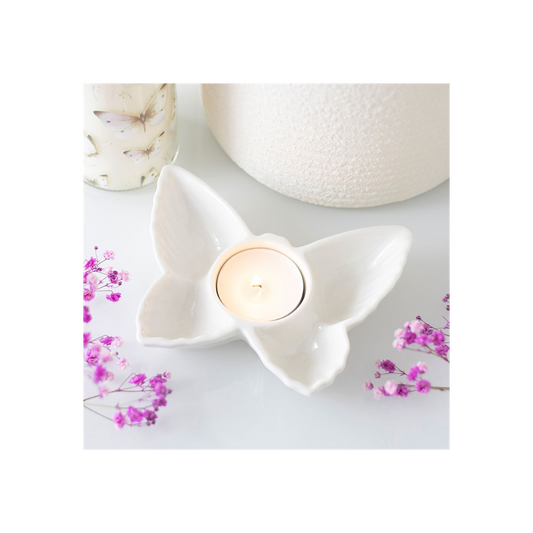 White Butterfly Tealight Candle Holder N/A