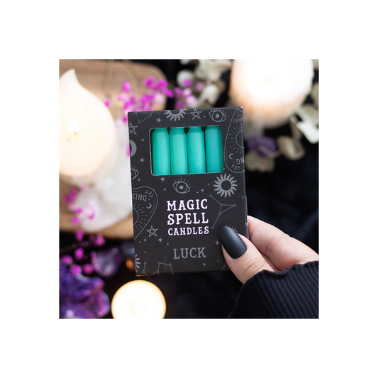 Set of 12 green spell candles for intention setting rituals