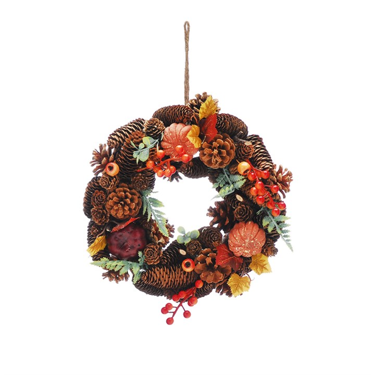 30cm Autumnal Pumpkin Leaf Wreath N/A