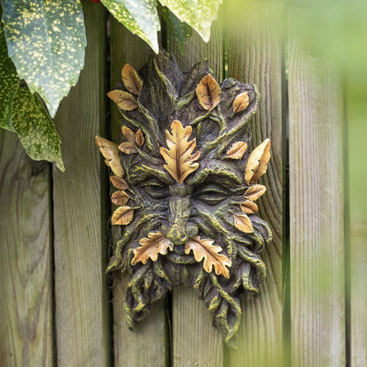 Green Man Yellow Oak Leaf Wall Plaque N/A