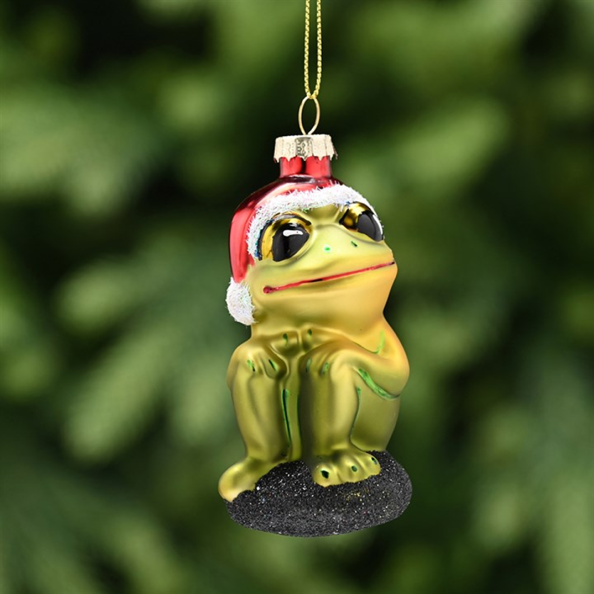 Christmas Frog Glass Hanging Decoration N/A