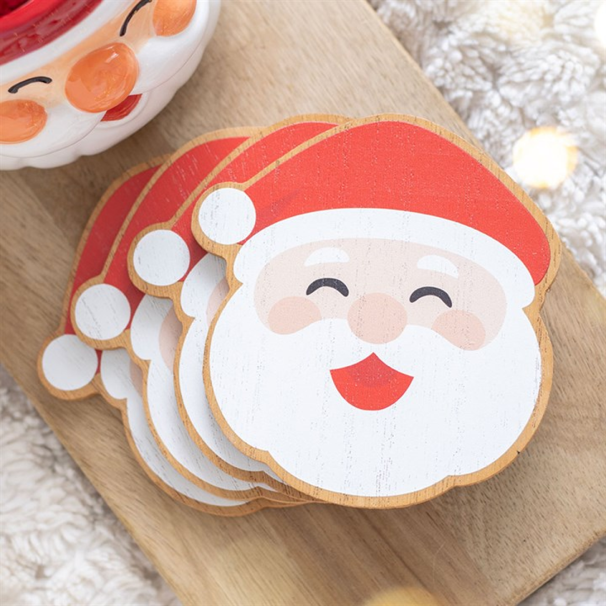 Jolly Santa Christmas Coaster Set N/A