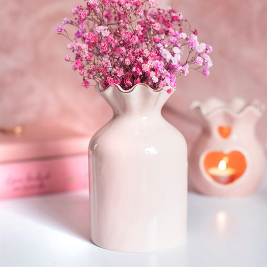 Pink Fluted Flower Vase N/A