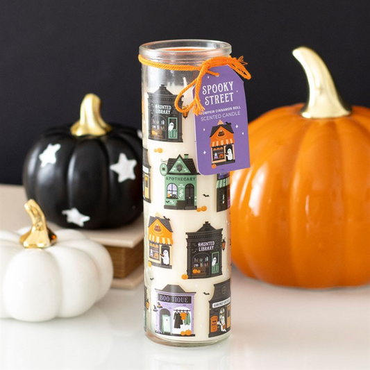 Spooky Street Pumpkin Cinnamon Roll Tube Candle N/A