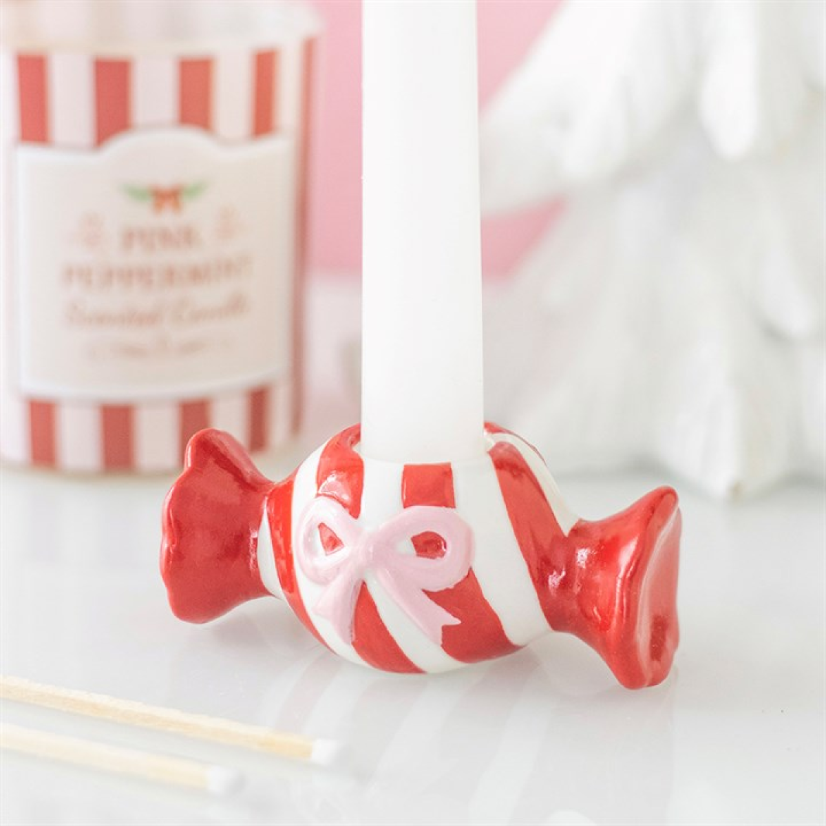 Christmas Candy Taper Candle Holder N/A