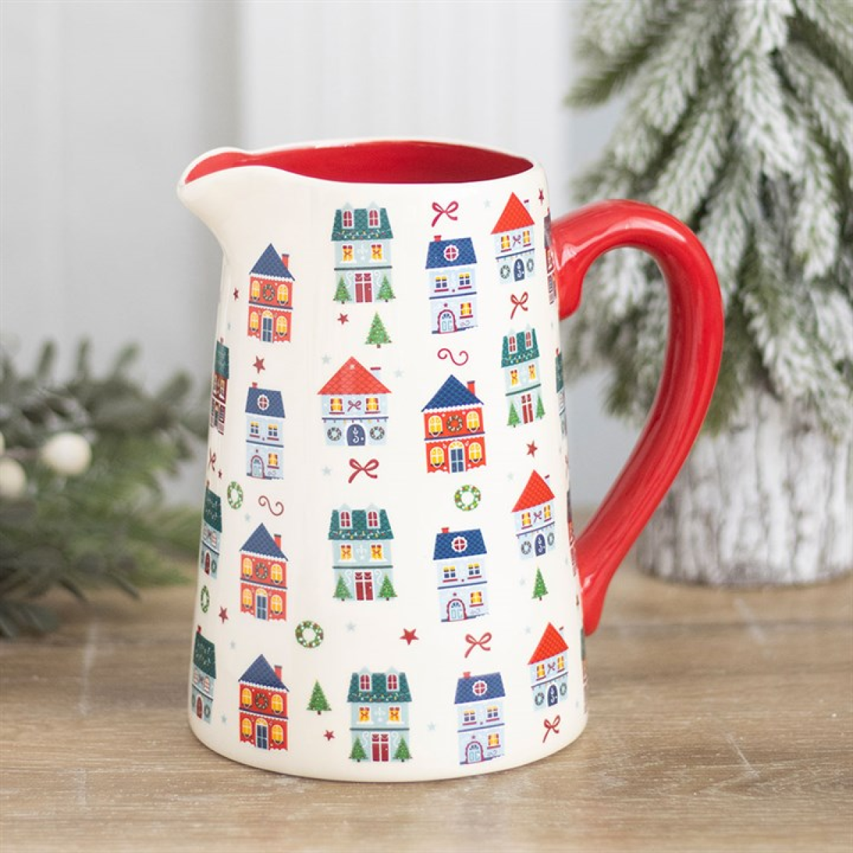 Christmas Street Print Ceramic Flower Jug N/A