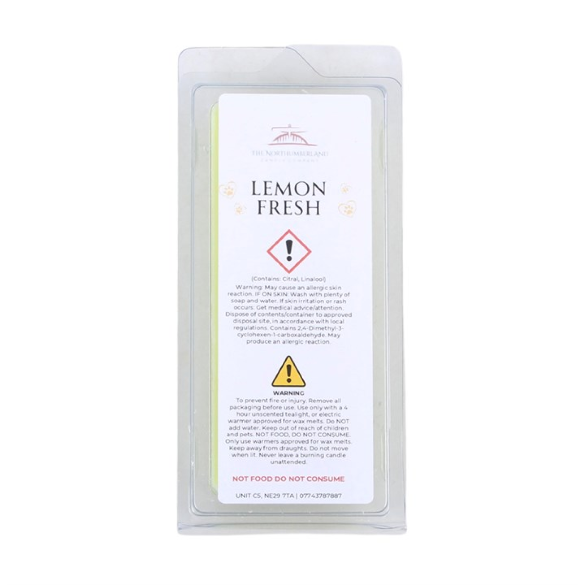 Lemon Fresh 50g Wax Melt Snap Bar N/A