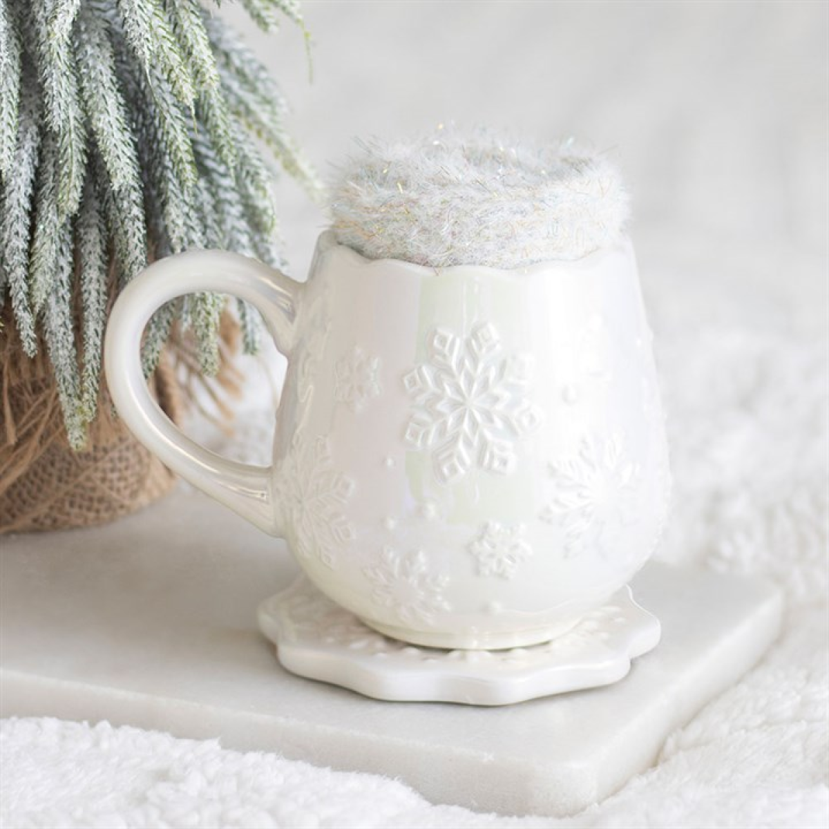 Iridescent Snowflake Mug, Coaster and Socks Set N/A