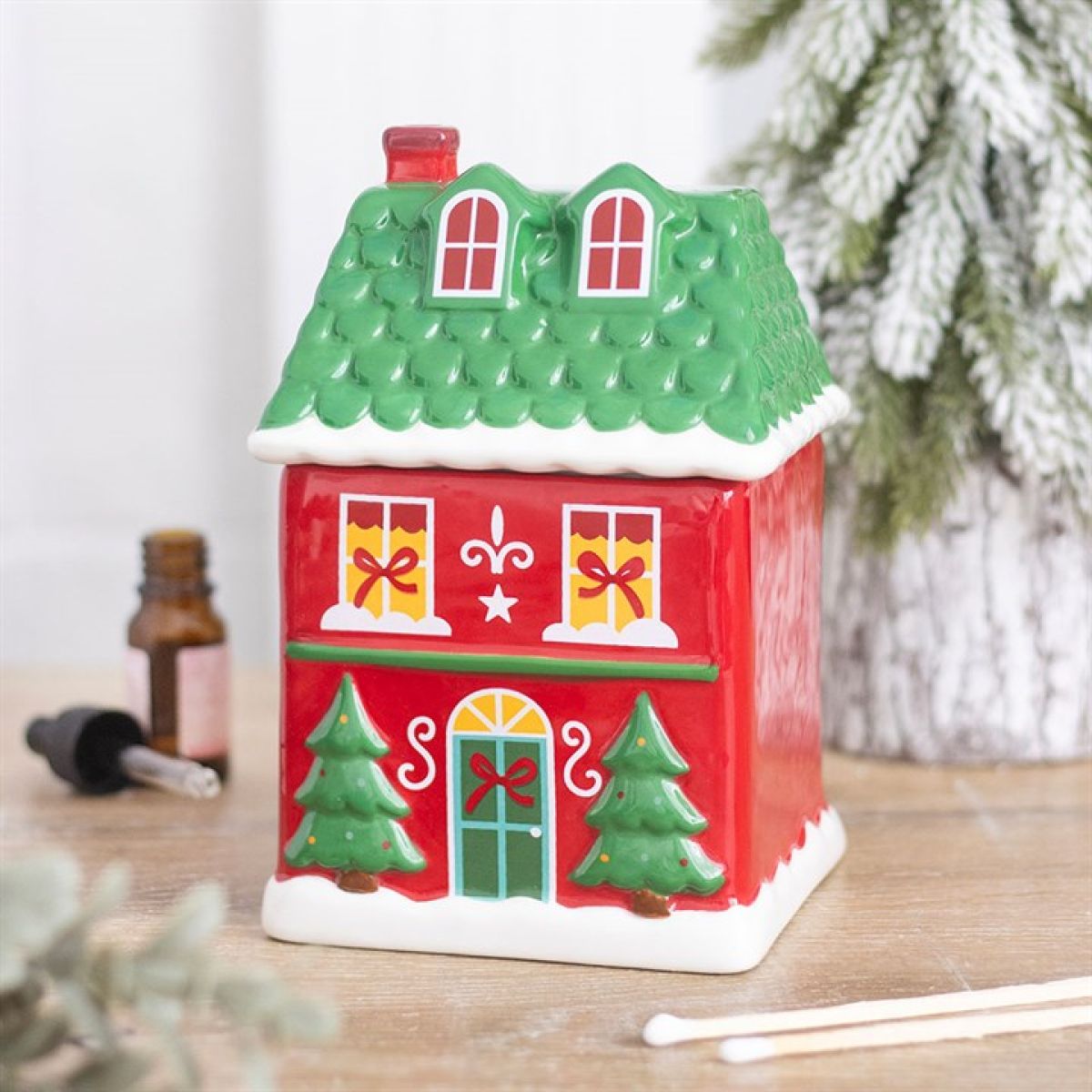 Red Christmas House Oil Burner N/A