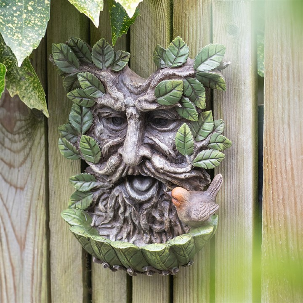 Green Man Wall Bird Bath N/A