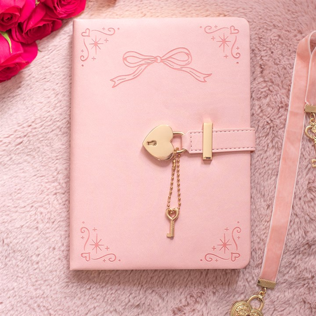 Pink Faux Leather A5 Diary with Lock N/A
