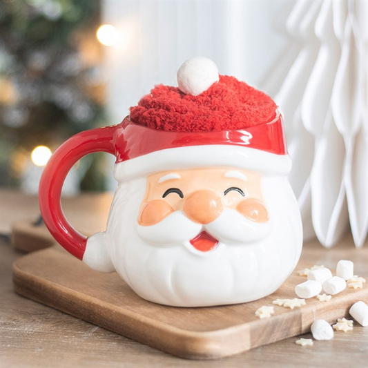 Jolly Santa Christmas Mug and Socks Set N/A